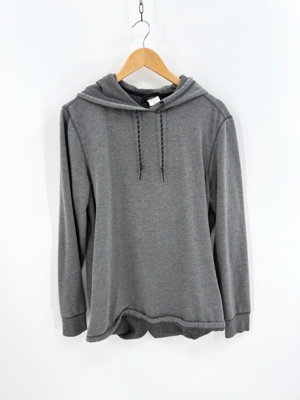 Jockey Sport Mens Hoodie Large Gray Fleece Pullover Activewear Sweatshirt L